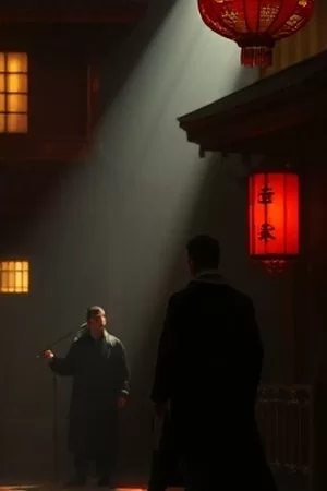 51视频首页主推作品《雾港夜航》的竖版海报，夜色中的码头灯影